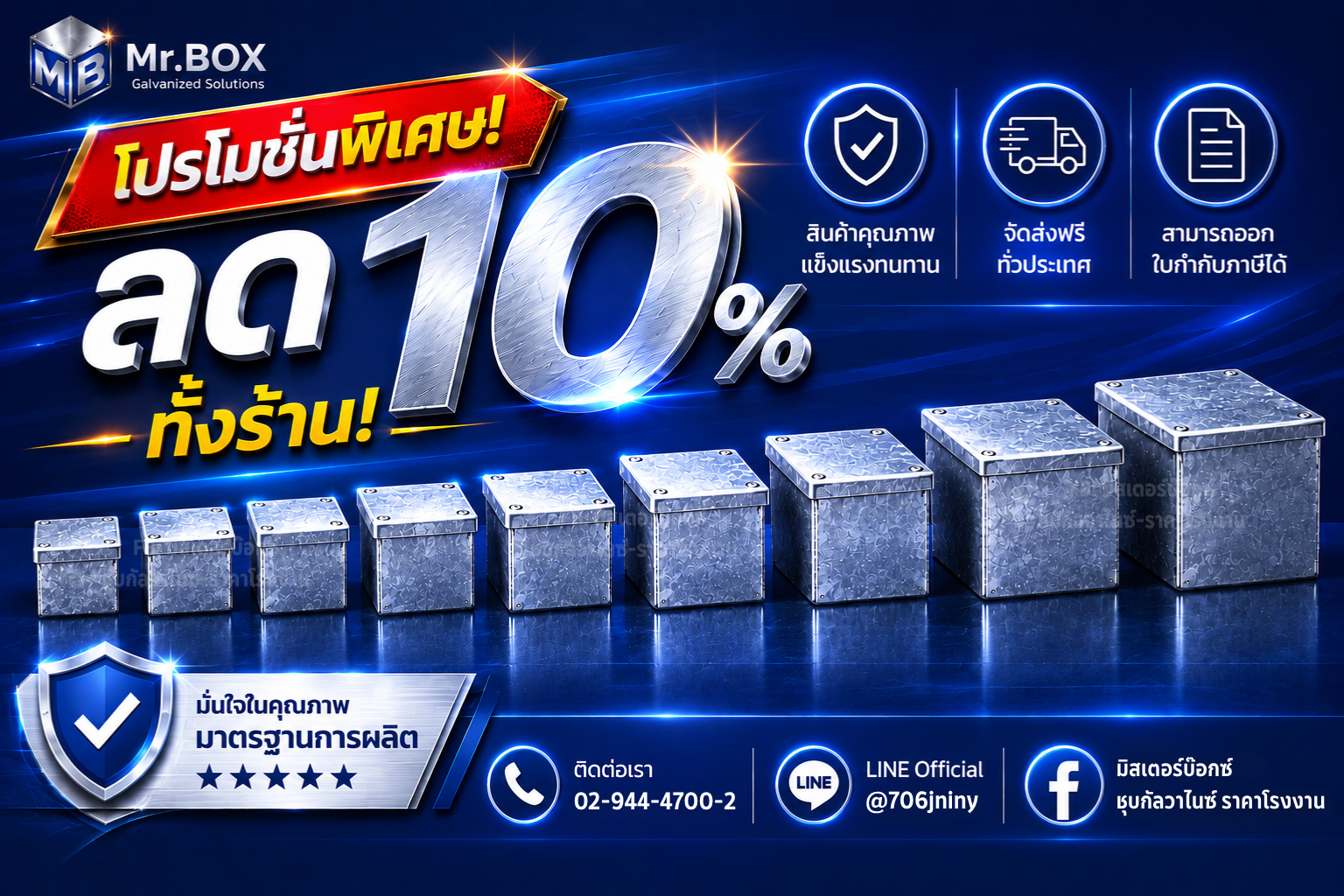 โปรโมชั่นบ๊อกซ์กัลวาไนซ์ MR.BOX ลดราคาเปิดร้าน